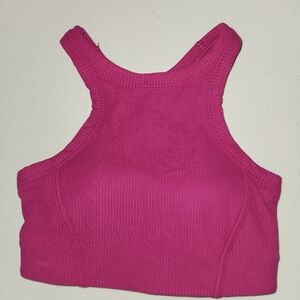 lululemon Ribbed Nulu High-Neck Yoga Bra B/C Cup in Fuschia. Size 4